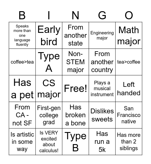 Untitled Bingo Card
