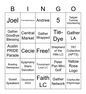 Gather Austin Bingo! Bingo Card
