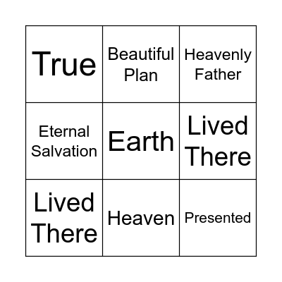 I Lived In Heaven Bingo Card
