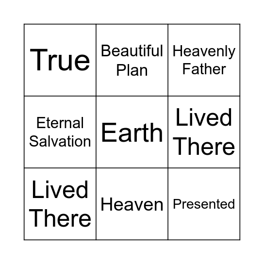 I Lived In Heaven Bingo Card