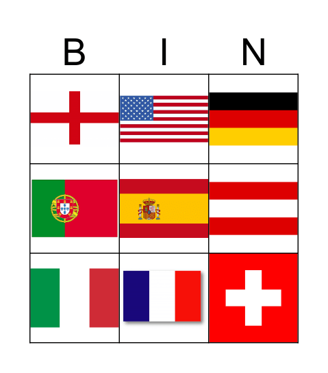 Paesi del mondo Bingo Card