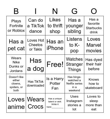 Get to Know Bingo Card