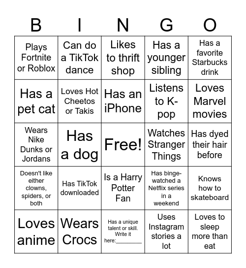Get to Know Bingo Card