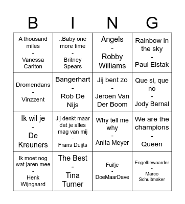 Muziek Bingo Stoppelhaene 2025 Bingo Card