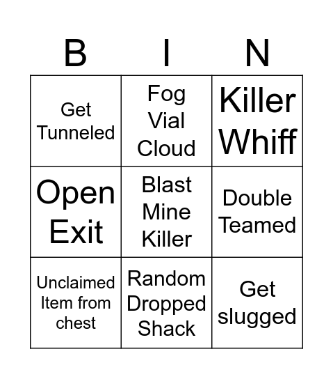 DBD BINGO Card
