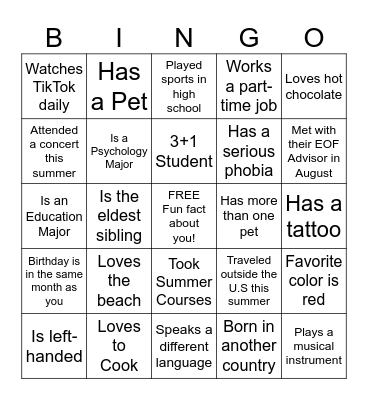 EOF Town Hall Bingo Card