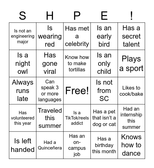 August GBM Bingo Card