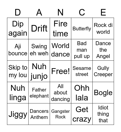 Dancing Bingo Card
