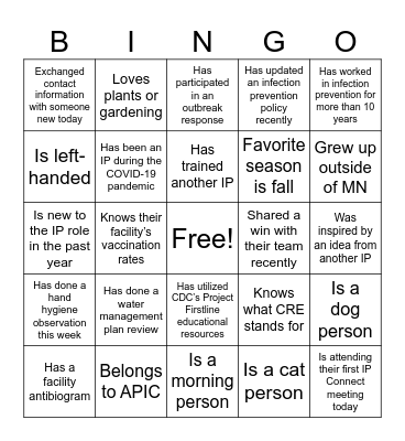 IP CONNECT-O Find someone who... Bingo Card