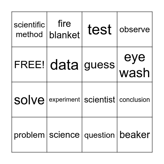 Unit 1: Science Fair Bingo Card
