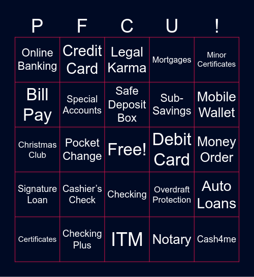 Products & Services Bingo Card