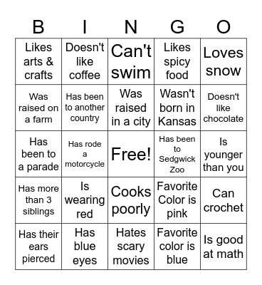 Find Someone Who... Bingo Card
