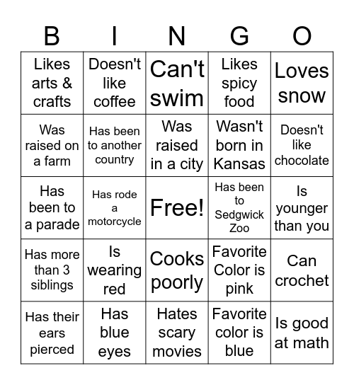 Find Someone Who... Bingo Card