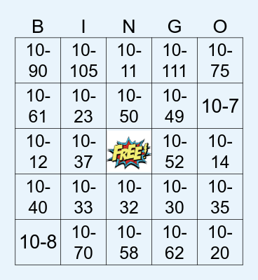 10-code Bingo Card