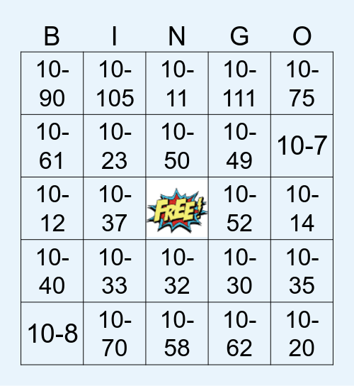 10-code Bingo Card