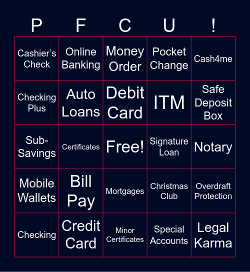 Products & Services Bingo Card