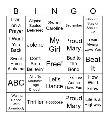Music Bingo Card