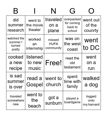 Find someone who this summer.... Bingo Card