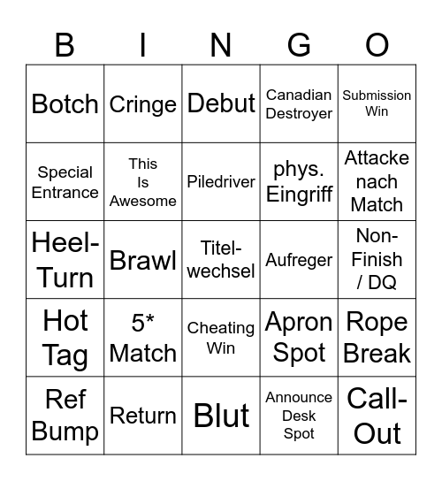 Catchen Bingo Card