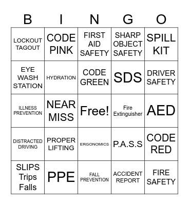 SAFETY BINGO Card