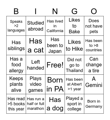 S&D Bingo A Bingo Card