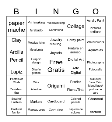 Art Bingo Card