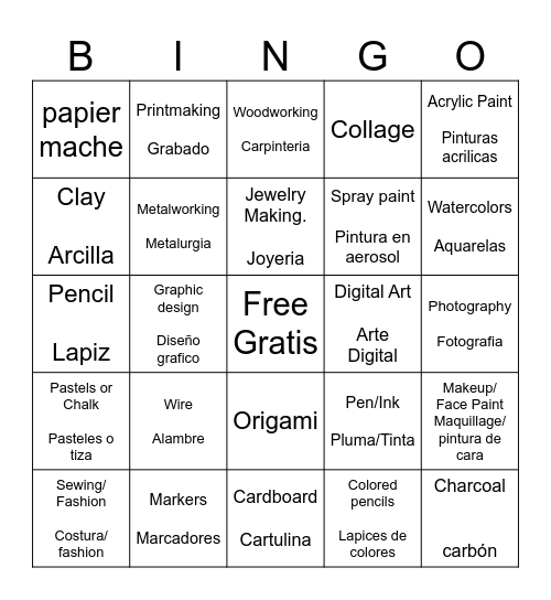 Art Bingo Card
