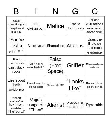 Conspiracy Bingo Card