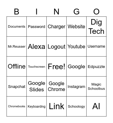 Computer Terms Bingo Card