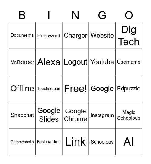 Computer Terms Bingo Card