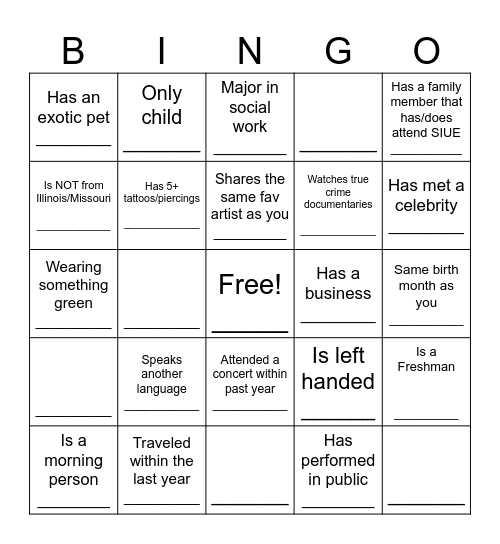 Find someone who..... Bingo Card