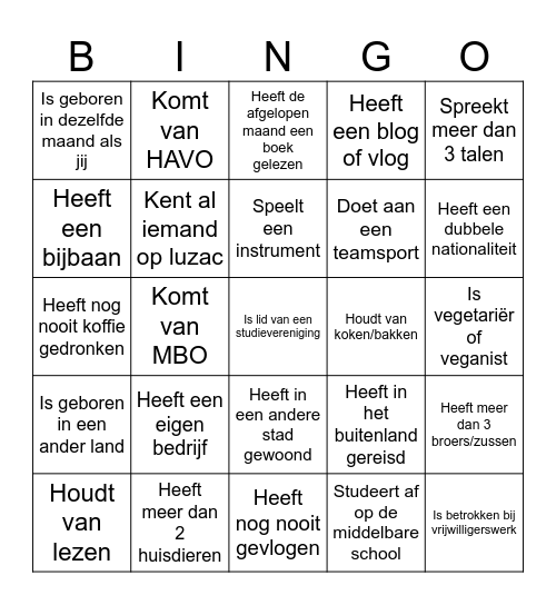 DE WINDESHEIM BINGO Card