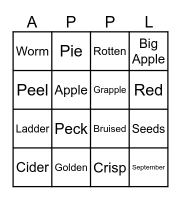 Apple Bingo Card