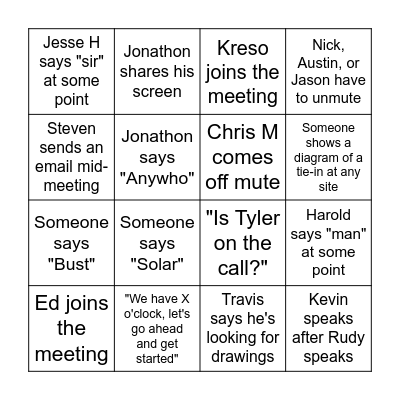 Meeting Bingo Card