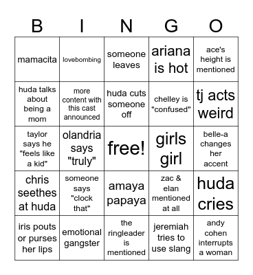 LOVE ISLAND USA REUNION BINGO Card