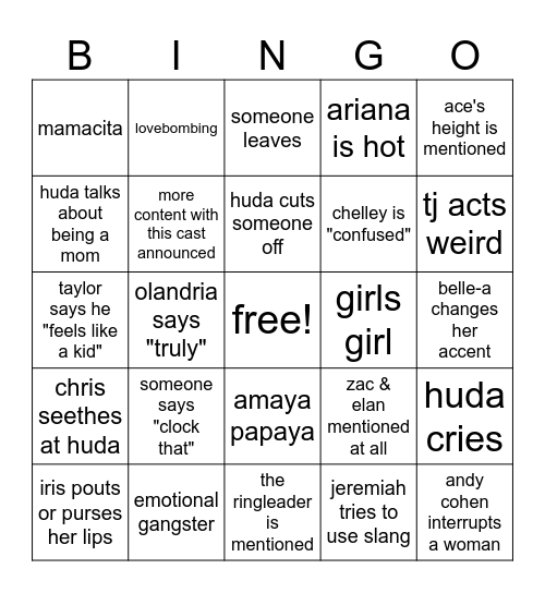 LOVE ISLAND USA REUNION BINGO Card