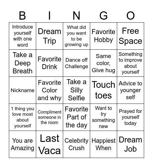 Ice Breaker Bingo Card