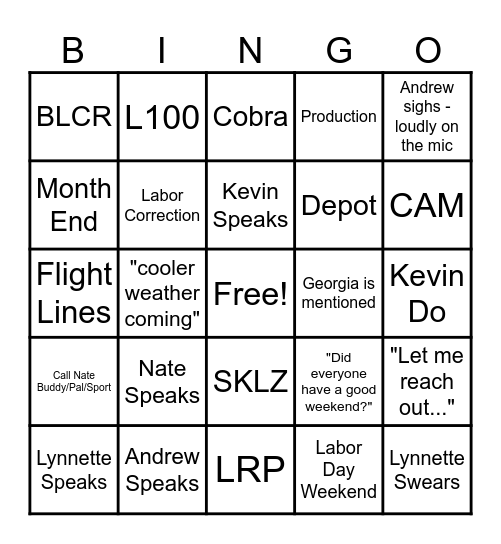STAFF 8-25-2025 Bingo Card