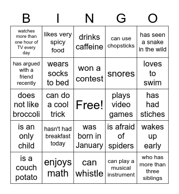 Find someone who... Bingo Card