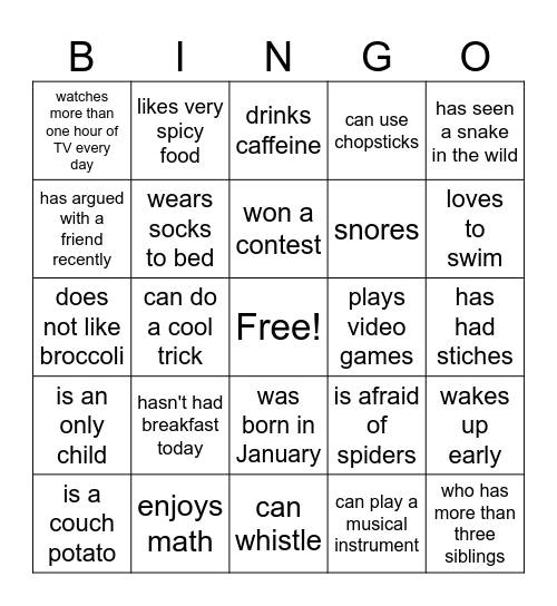 Find someone who... Bingo Card
