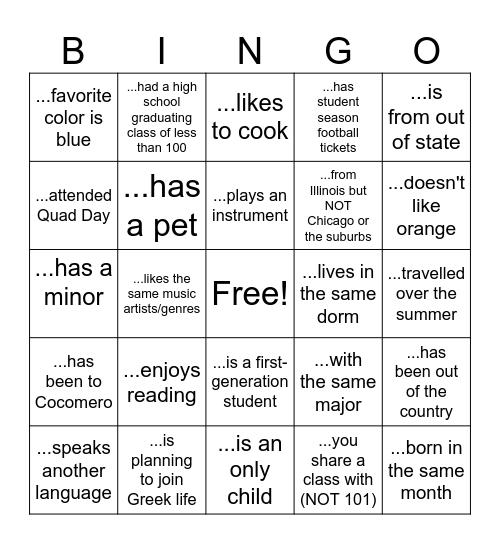 LAS 101 Section 22 BINGO Card