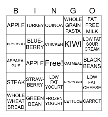 GO FOOD BINGO Card