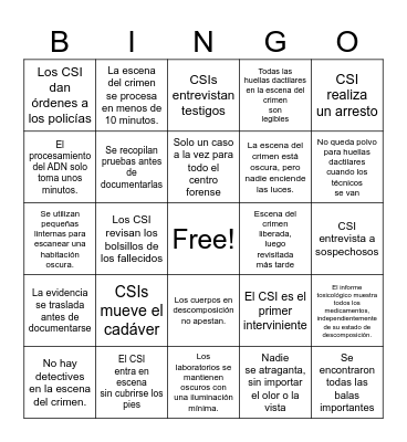 Inexactitudes de CSI Bingo Card
