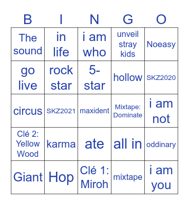 Hyunjin bingo Card