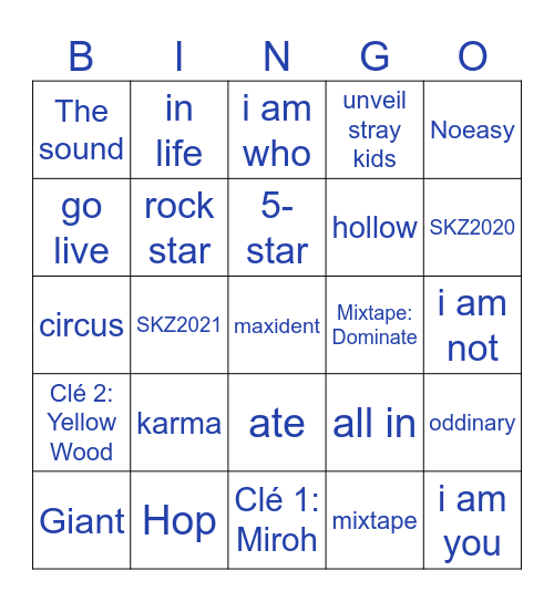 Hyunjin bingo Card