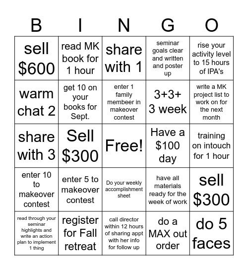 double credit week!!!  MAX OUT Bingo Card