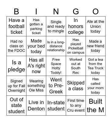 GET TO KNOW YOUR CRU Bingo Card