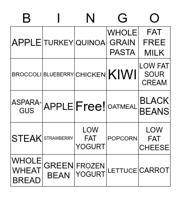 GO FOOD BINGO Card