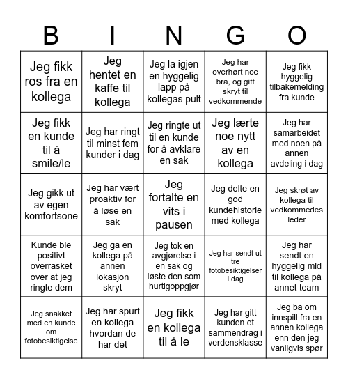 Kosegruppas skadesenterbingo Card