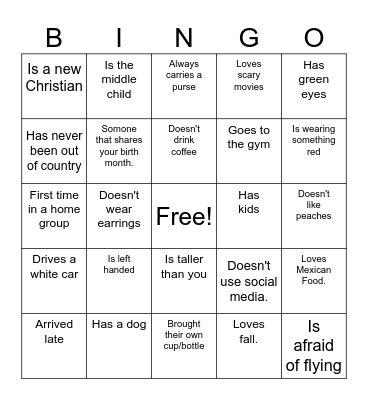Getting to Know You Bingo Card